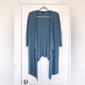 Eileen Fisher Silk Linen Blend Open Front Cardigan | Size Small | Spring Blue